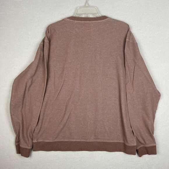 Linksoul Sweatshirt Mens XL Red Brown Pocket Pullover Crew Knit Casual Jacket - Picture 2 of 8